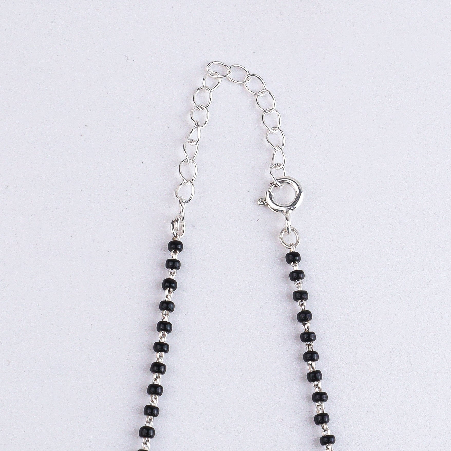 Green Onyx, Garnet & Pipe Silver Mangalsutra (Project Handmade)