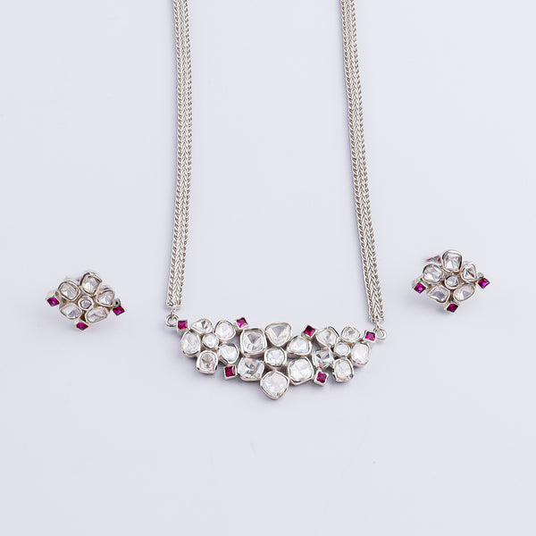 Polki Choker Silver Set (Moissanite)