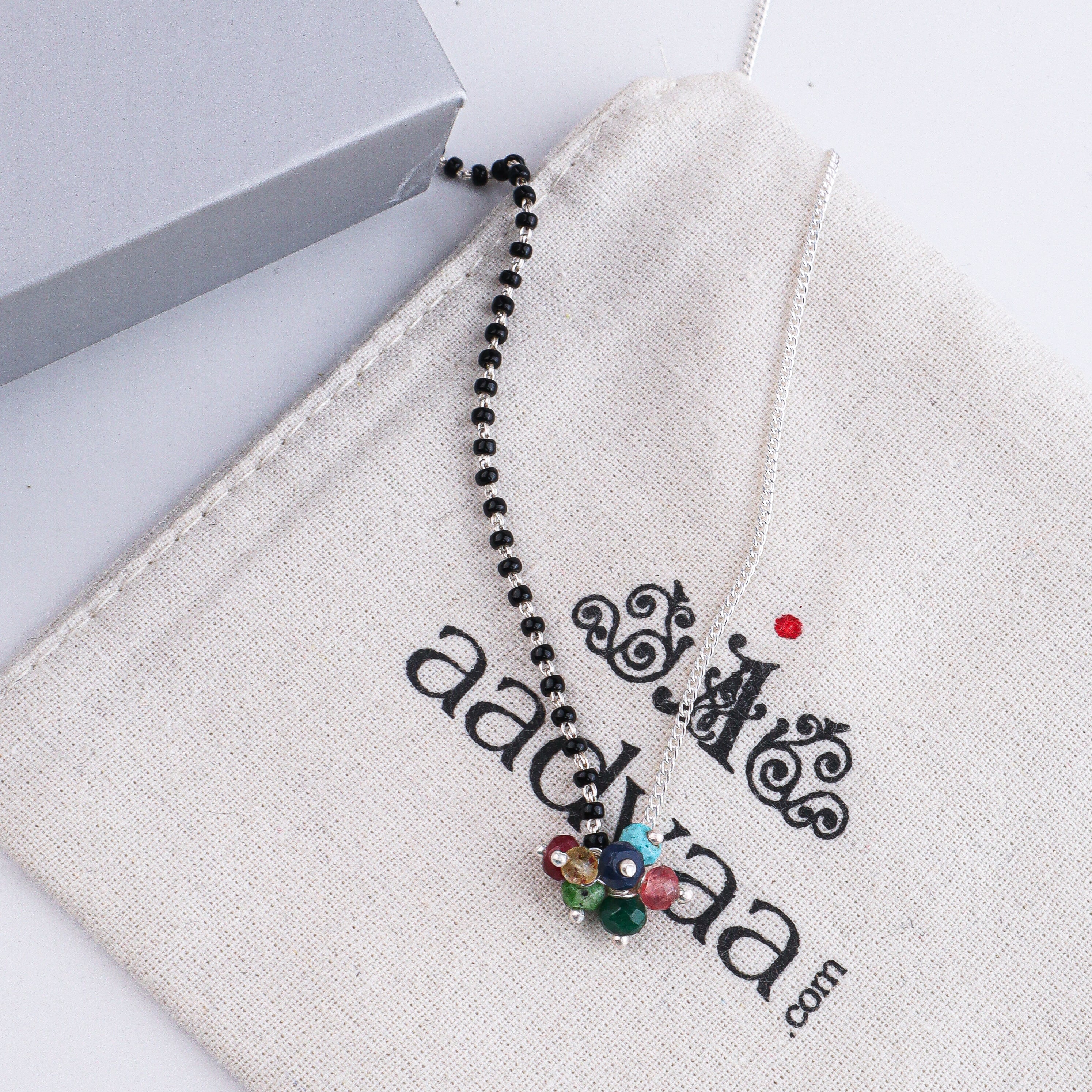 Half & Half Multicolor Bunch Silver Mangalsutra (Project Handmade)