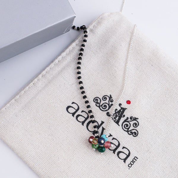 Half & Half Multicolor Bunch Silver Mangalsutra (Project Handmade)