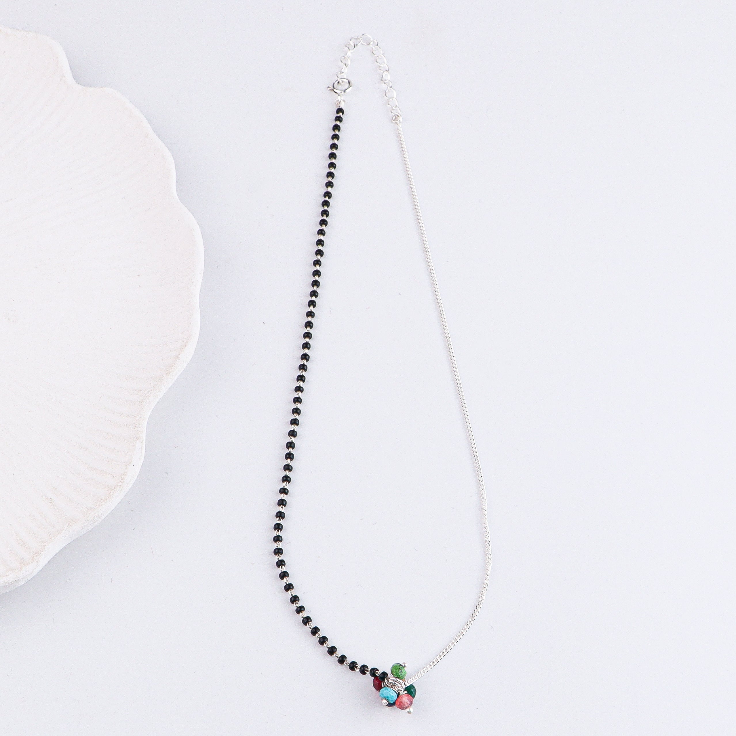Half & Half Multicolor Bunch Silver Mangalsutra (Project Handmade)
