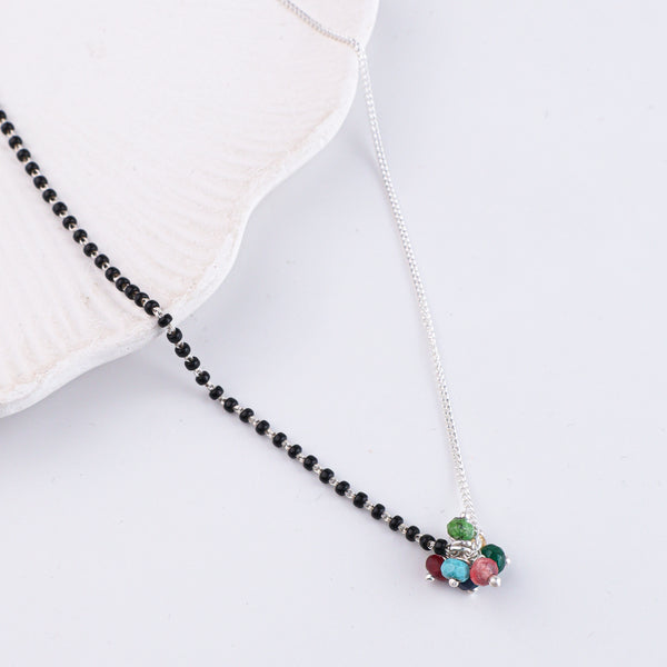 Half & Half Multicolor Bunch Silver Mangalsutra (Project Handmade)