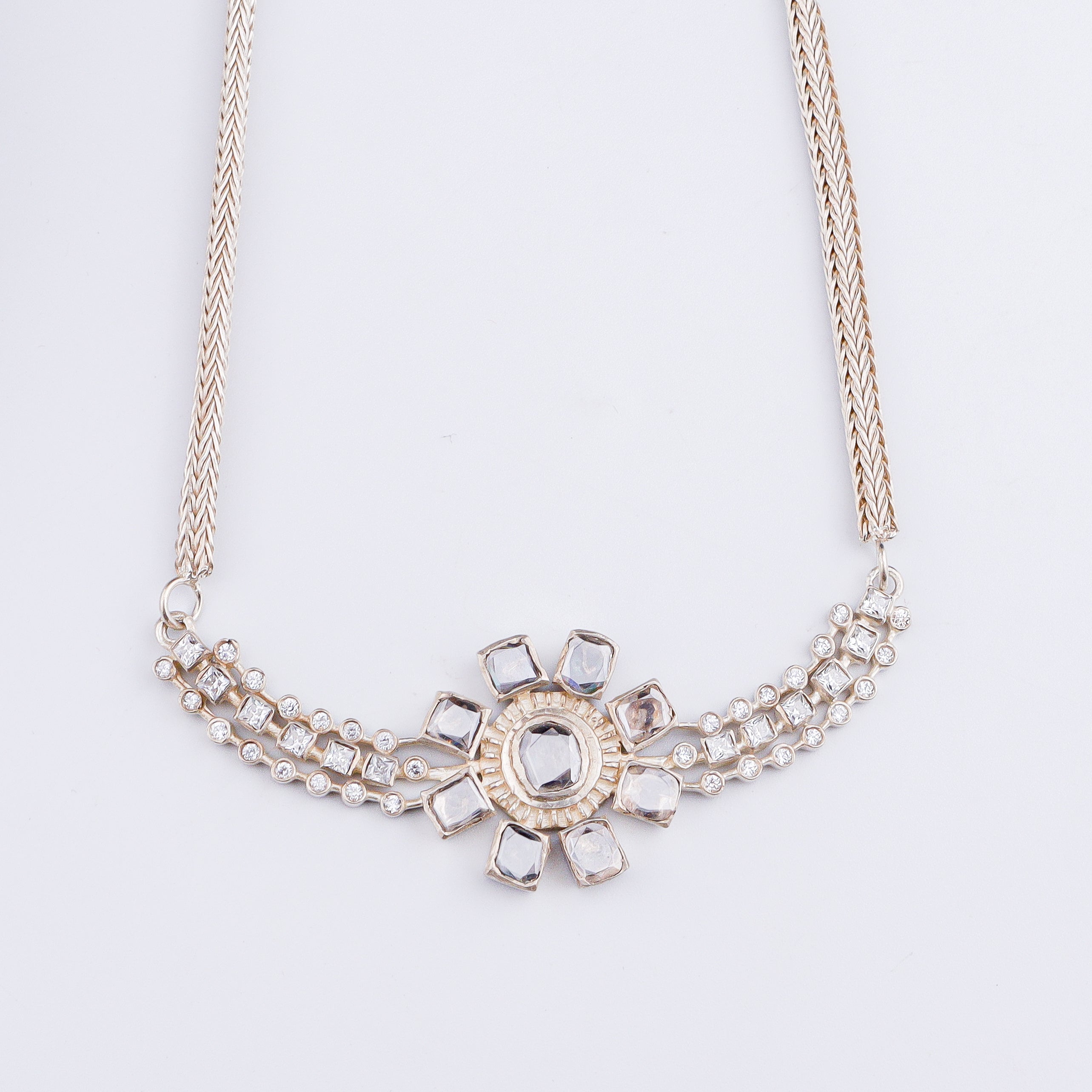 Polki Choker Design Silver Set (Moissanite)