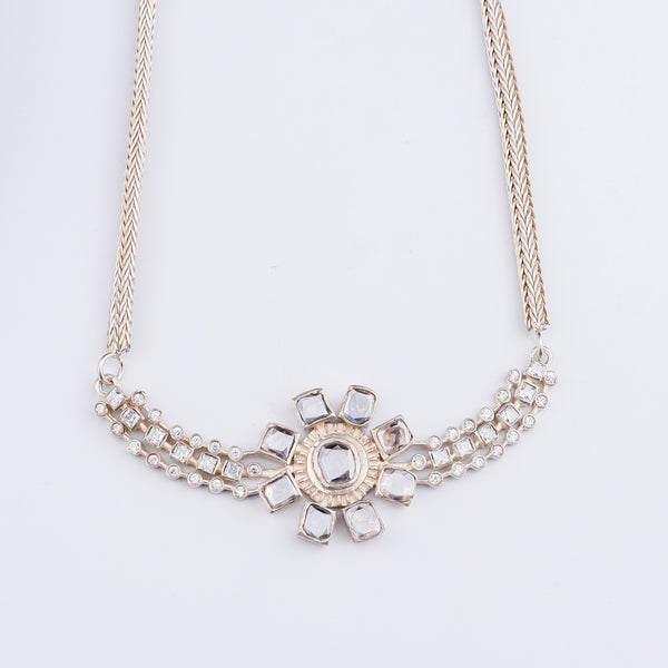 Polki Choker Design Silver Set (Moissanite)