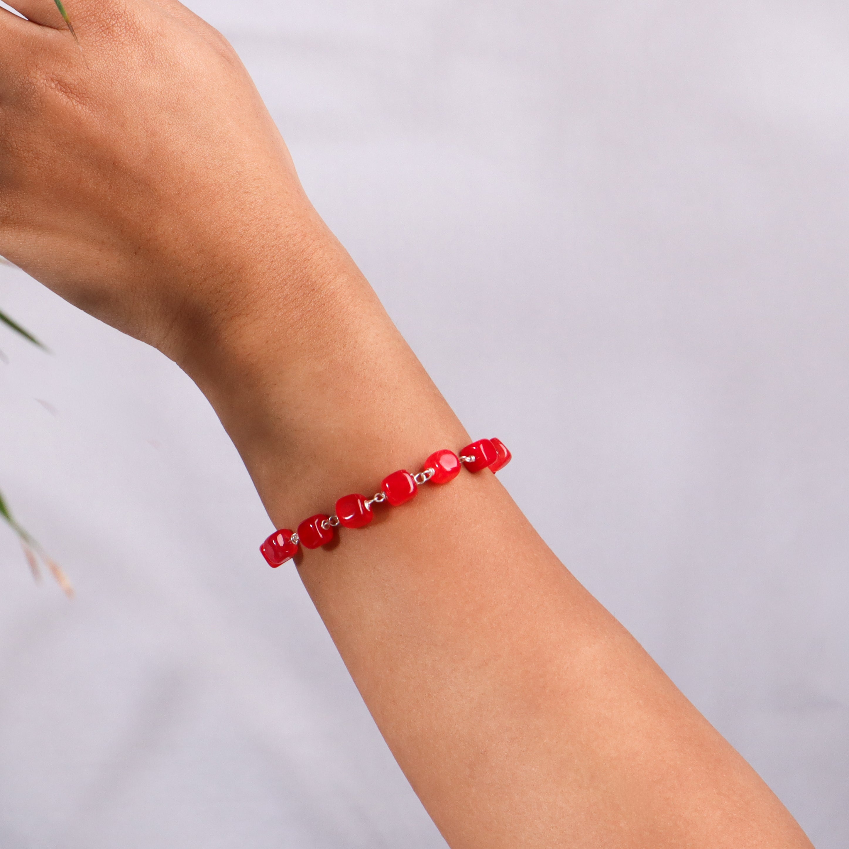 Silver Ganthan Bracelet with Carnelian Stones