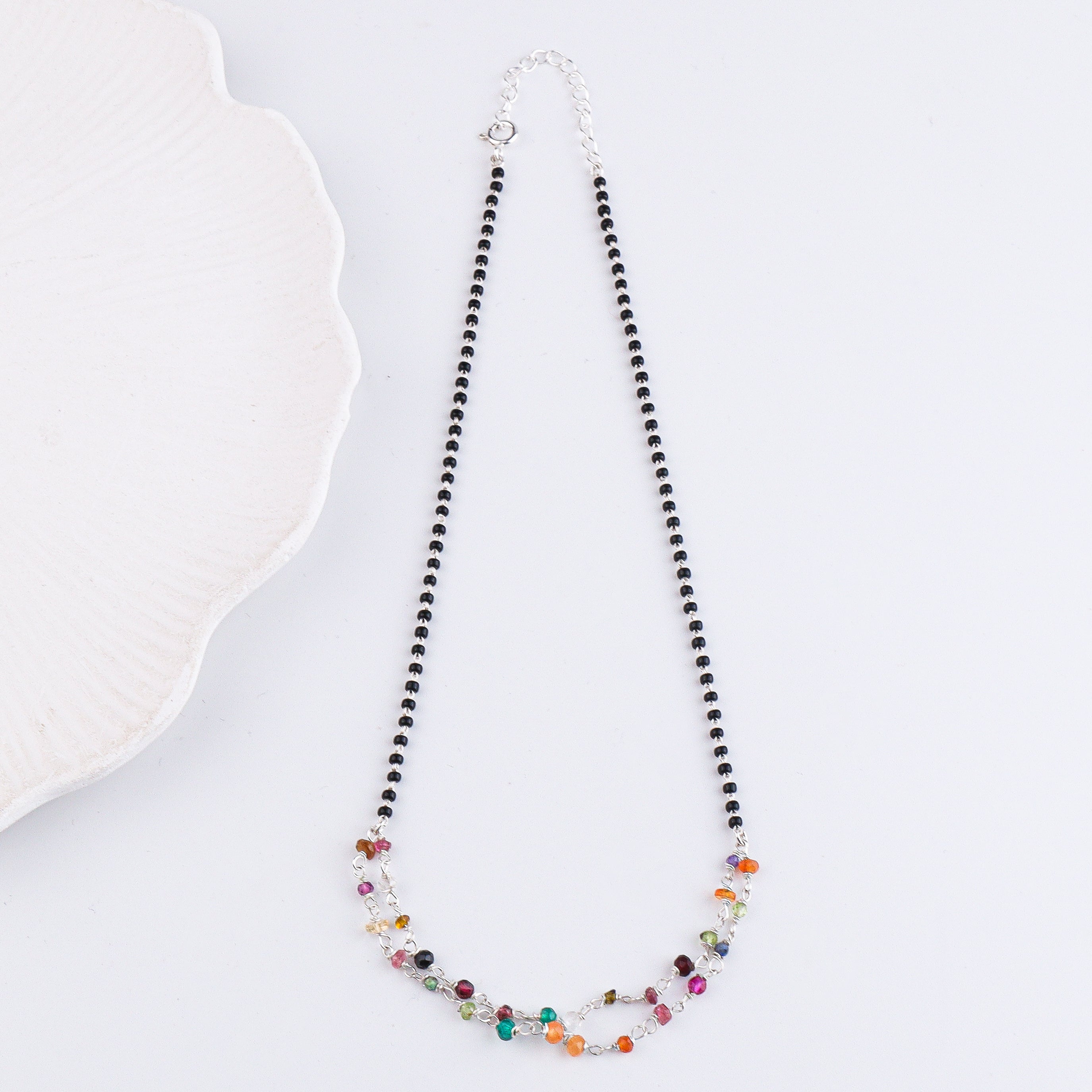 Entangled Multicolor Ganthan Silver Mangalsutra (Project Handmade)