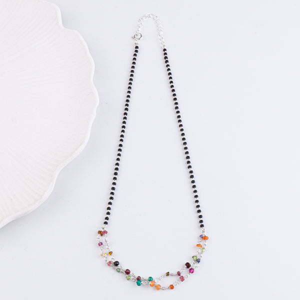 Entangled Multicolor Ganthan Silver Mangalsutra (Project Handmade)