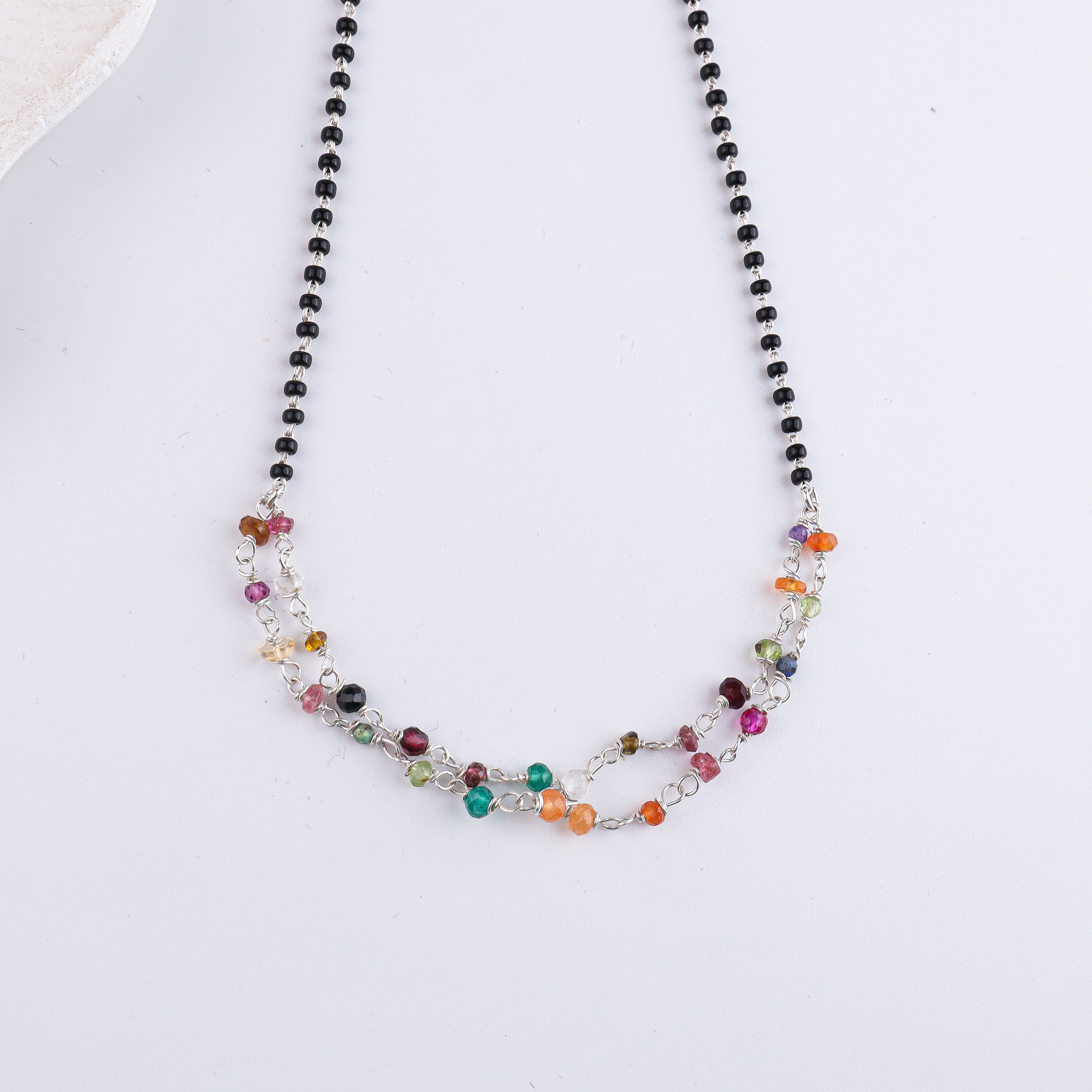 Entangled Multicolor Ganthan Silver Mangalsutra (Project Handmade)