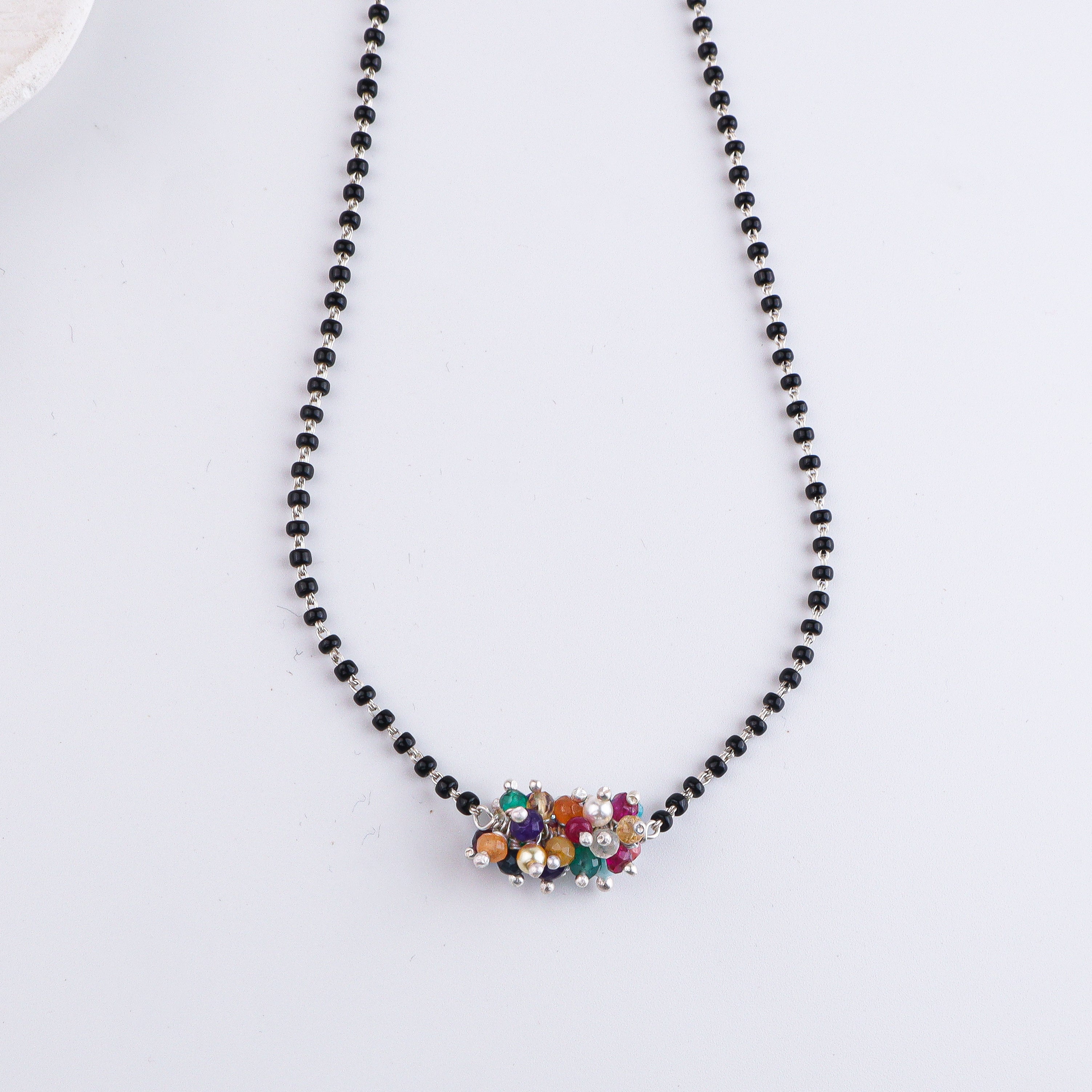 Multicolor Bunch Silver Mangalsutra (Project Handmade)
