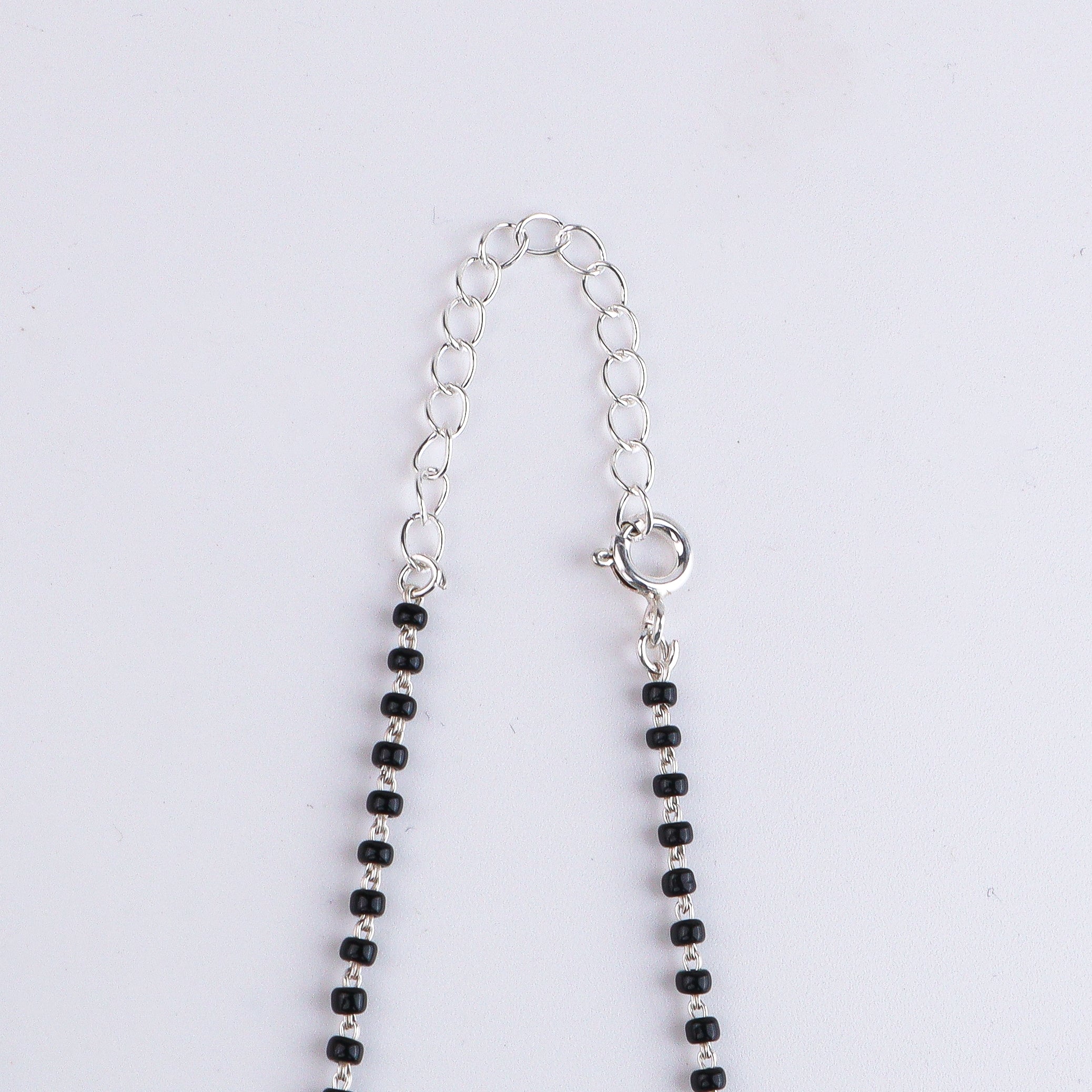 Green & Maroon Jade Wrapped Silver Mangalsutra (Project Handmade)