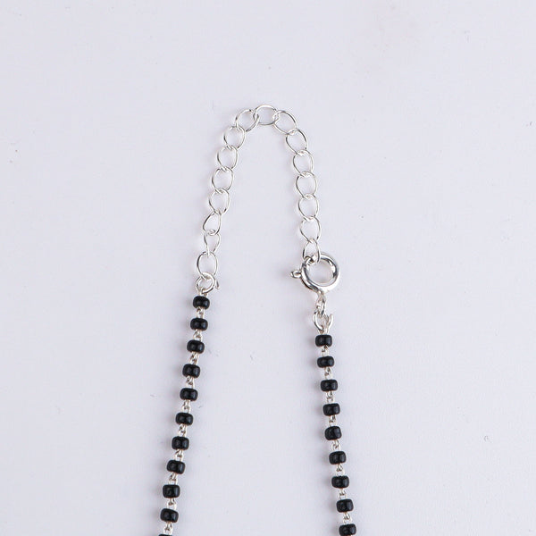 Green & Maroon Jade Wrapped Silver Mangalsutra (Project Handmade)