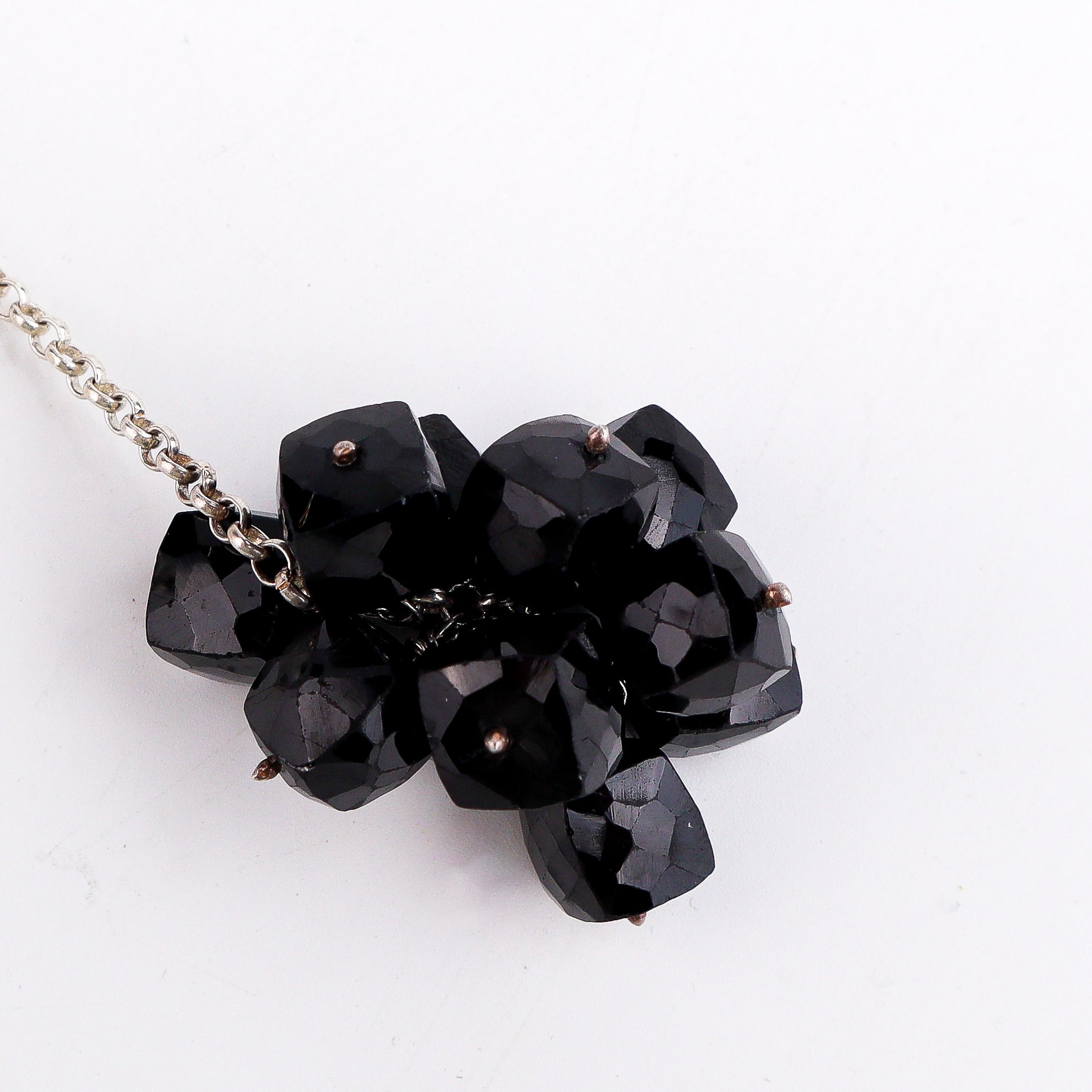 Silver Tie & Wear Necklace with Pearls & Black Onyx
