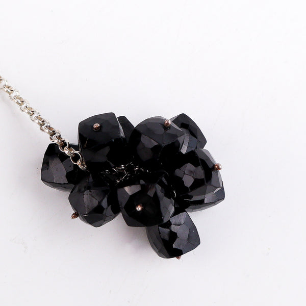 Silver Tie & Wear Necklace with Pearls & Black Onyx