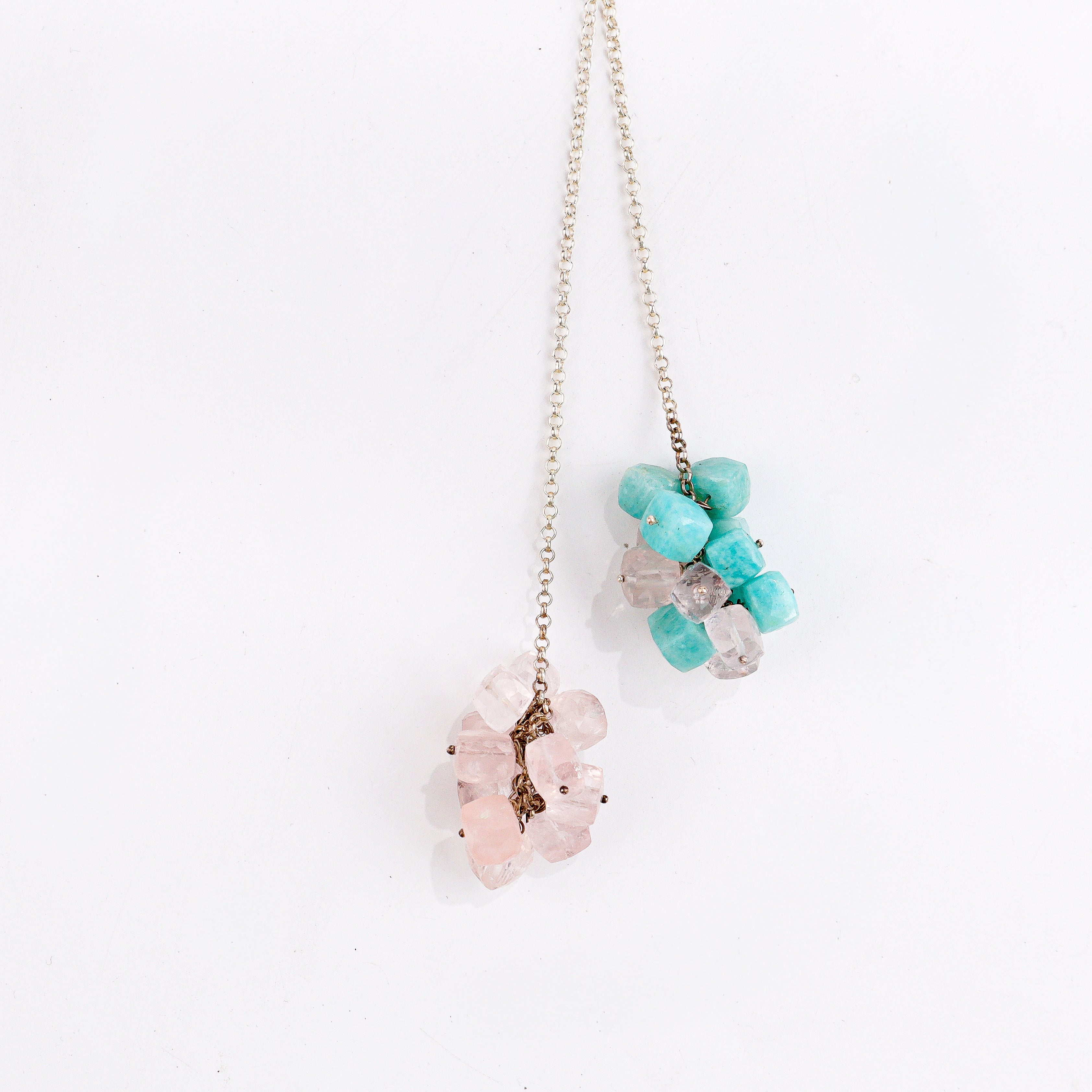 Silver Tie & Wear Necklace with Semi Precious Stones