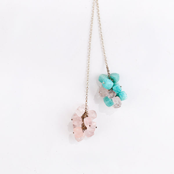 Silver Tie & Wear Necklace with Semi Precious Stones
