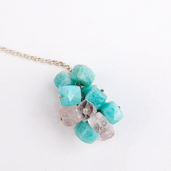 Silver Tie & Wear Necklace with Semi Precious Stones