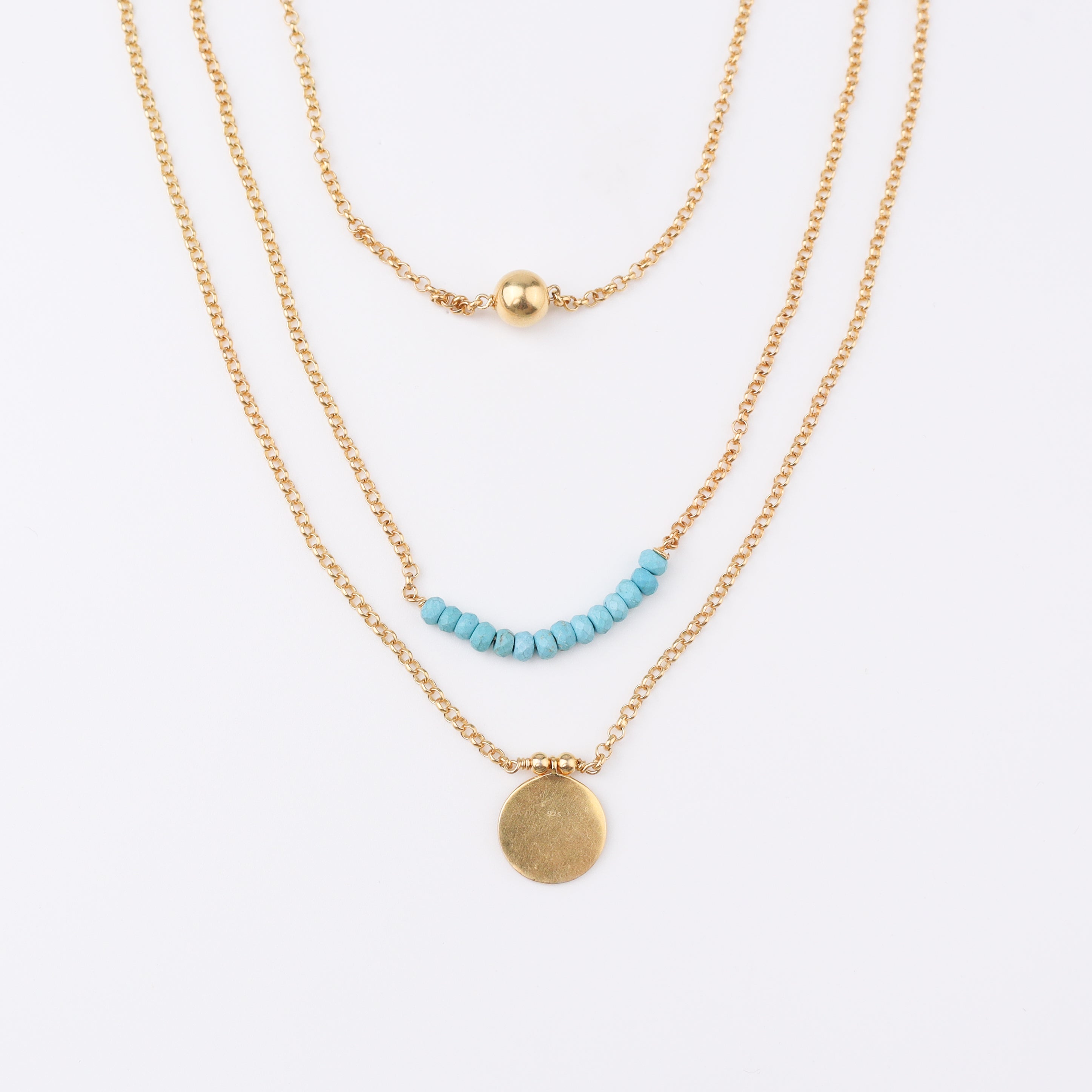 3 in 1 Silver Necklace |  92.5 Silver | 22K Gold Plated