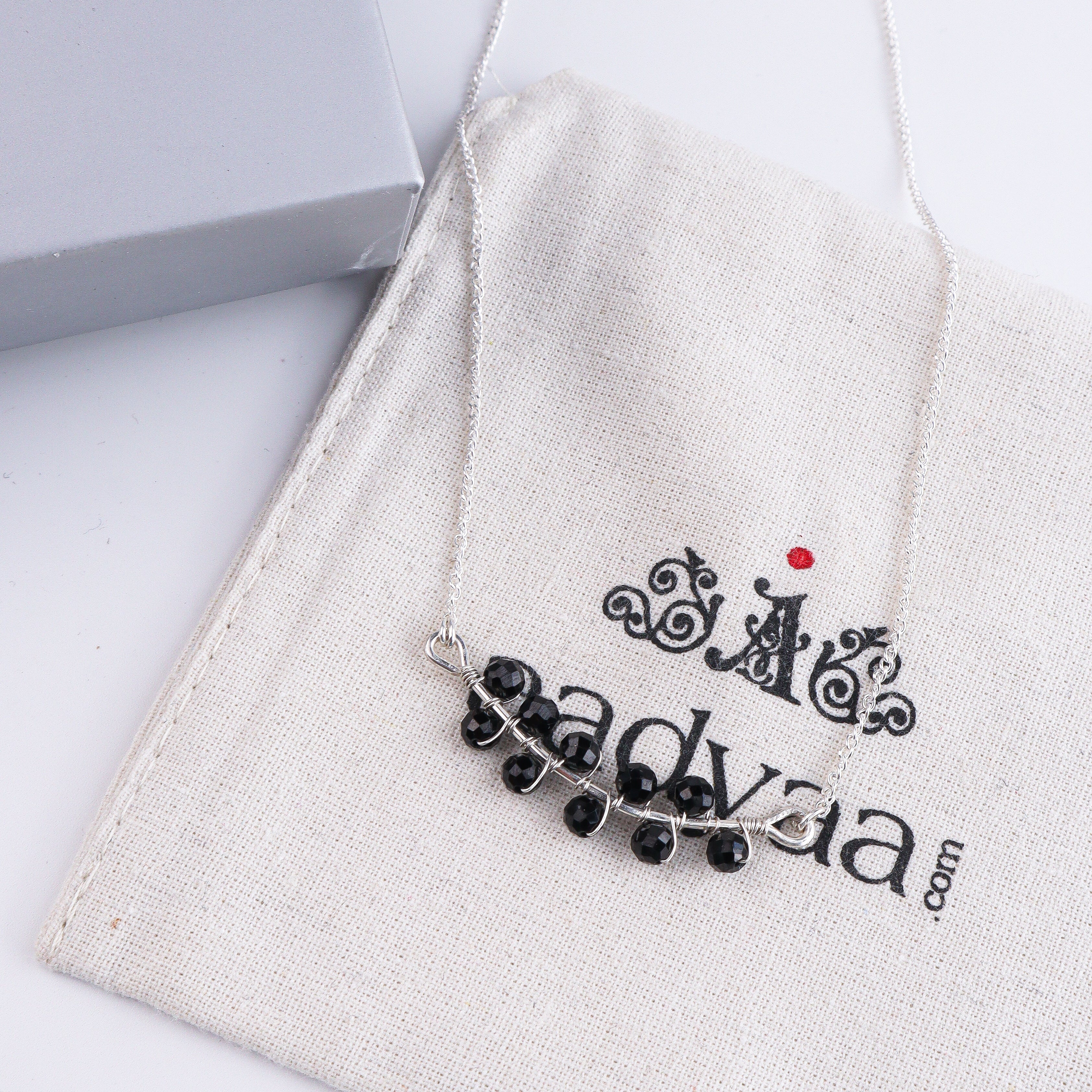 Black Spinel Wrapped Silver Chain Mangalsutra (Project Handmade)
