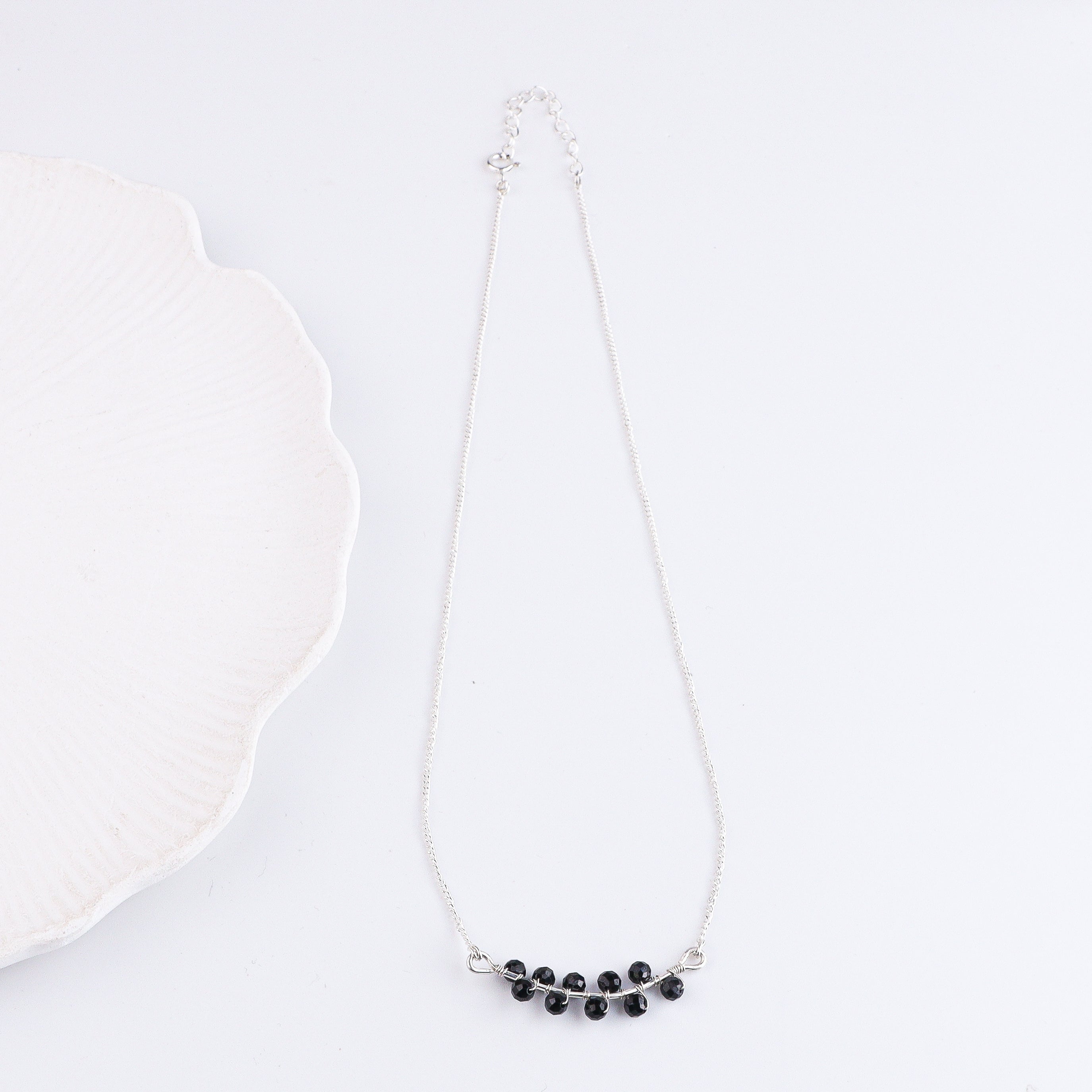 Black Spinel Wrapped Silver Chain Mangalsutra (Project Handmade)
