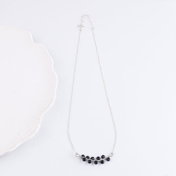 Black Spinel Wrapped Silver Chain Mangalsutra (Project Handmade)