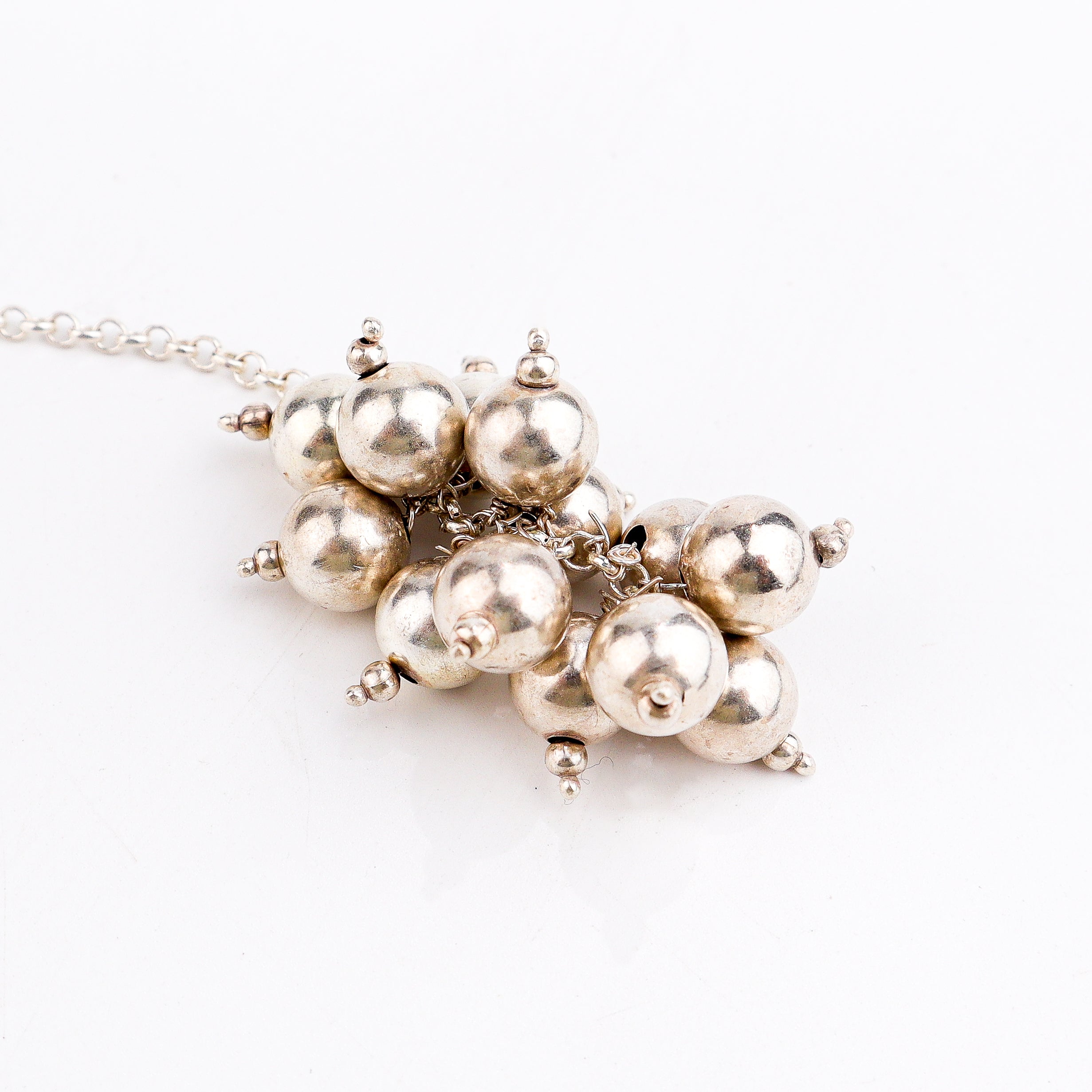 Silver Tie & Wear Necklace with Multicolor Semi-Precious Stones and Silver Beads