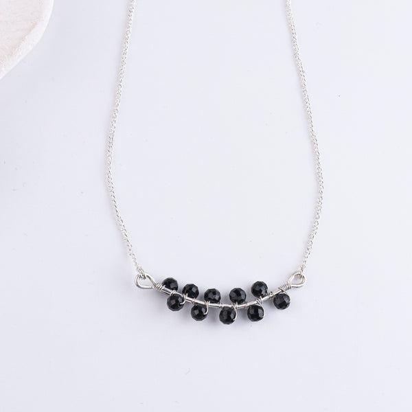Black Spinel Wrapped Silver Chain Mangalsutra (Project Handmade)