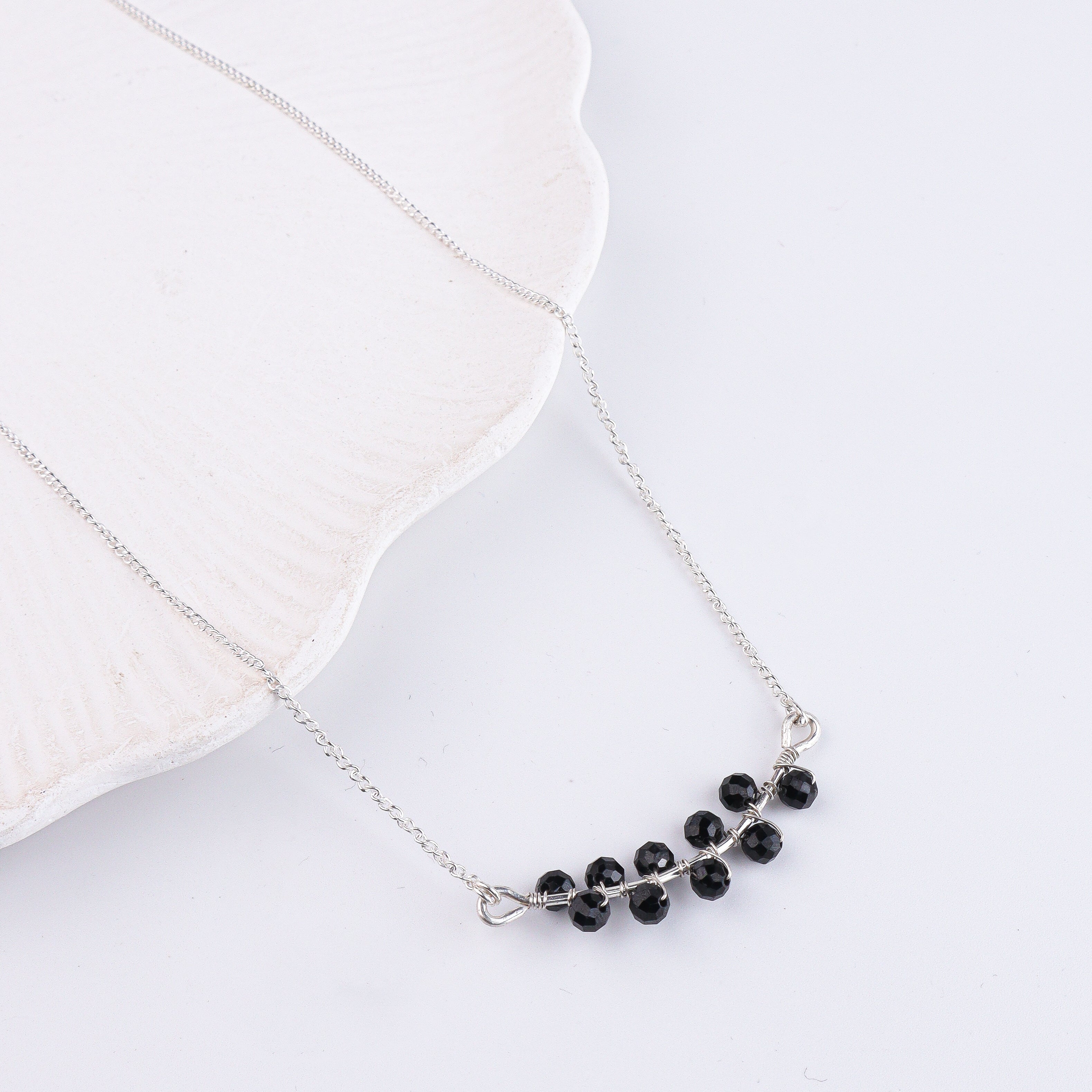 Black Spinel Wrapped Silver Chain Mangalsutra (Project Handmade)