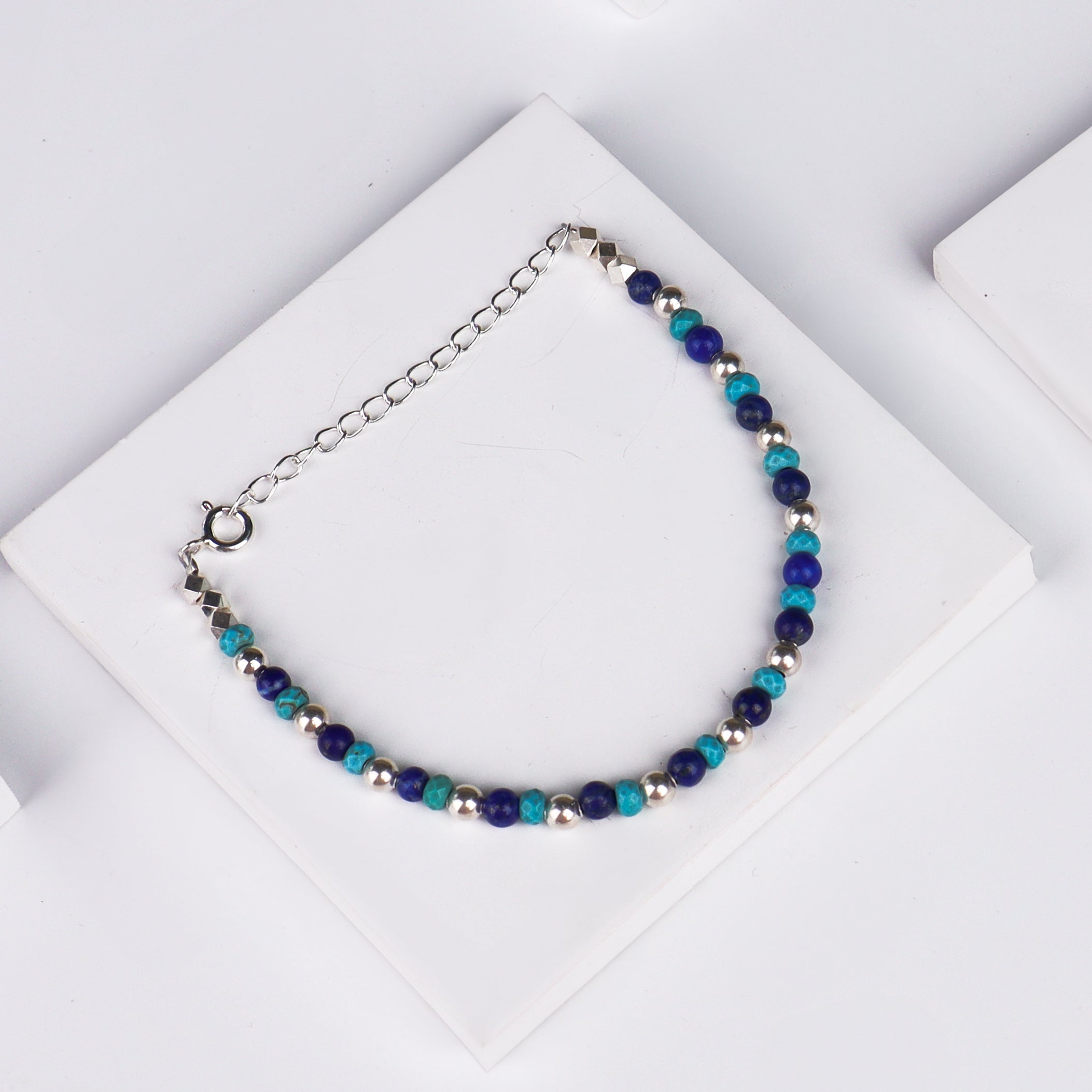 Silver Beaded Evil Eye Bracelet