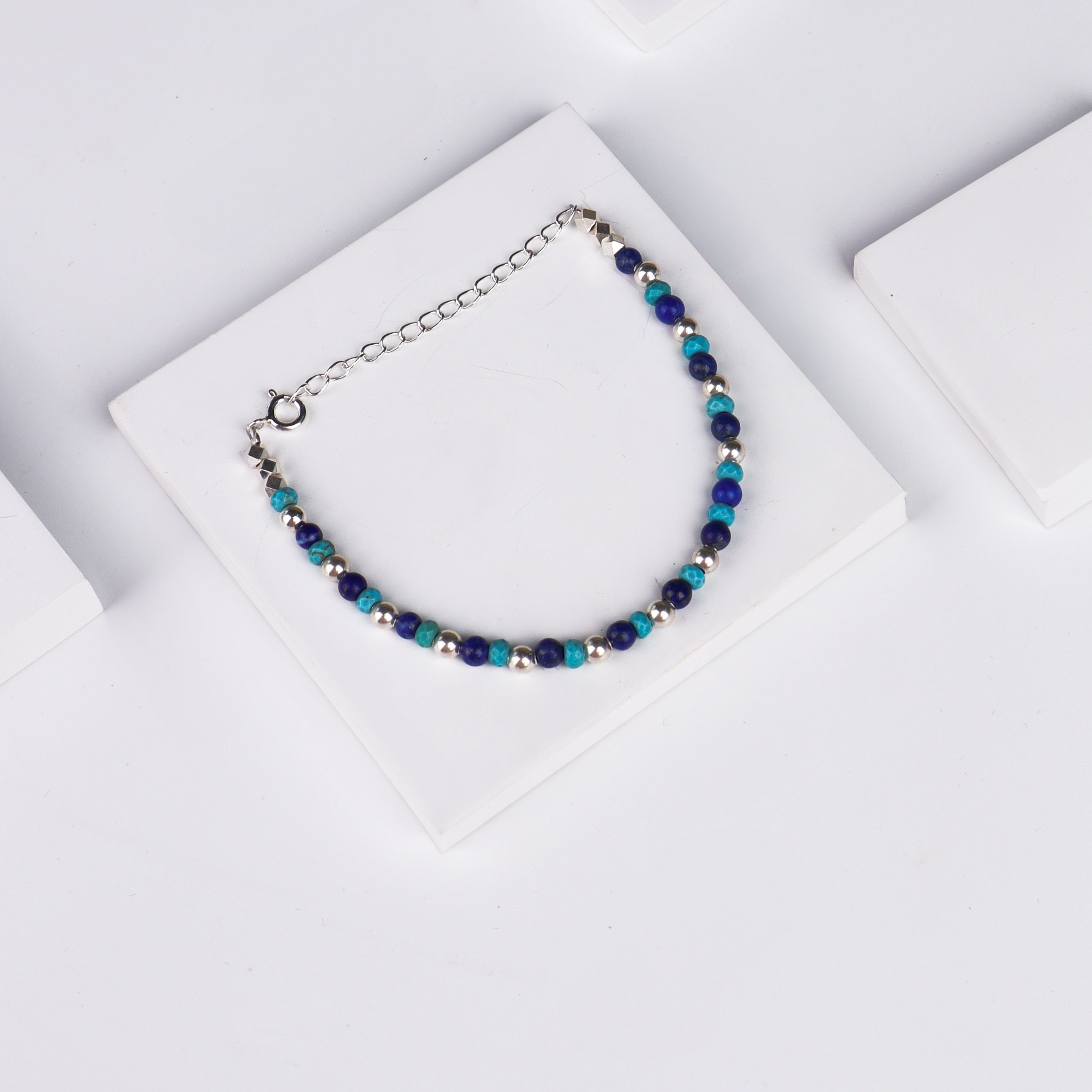 Silver Beaded Evil Eye Bracelet