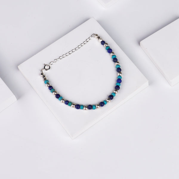 Silver Beaded Evil Eye Bracelet