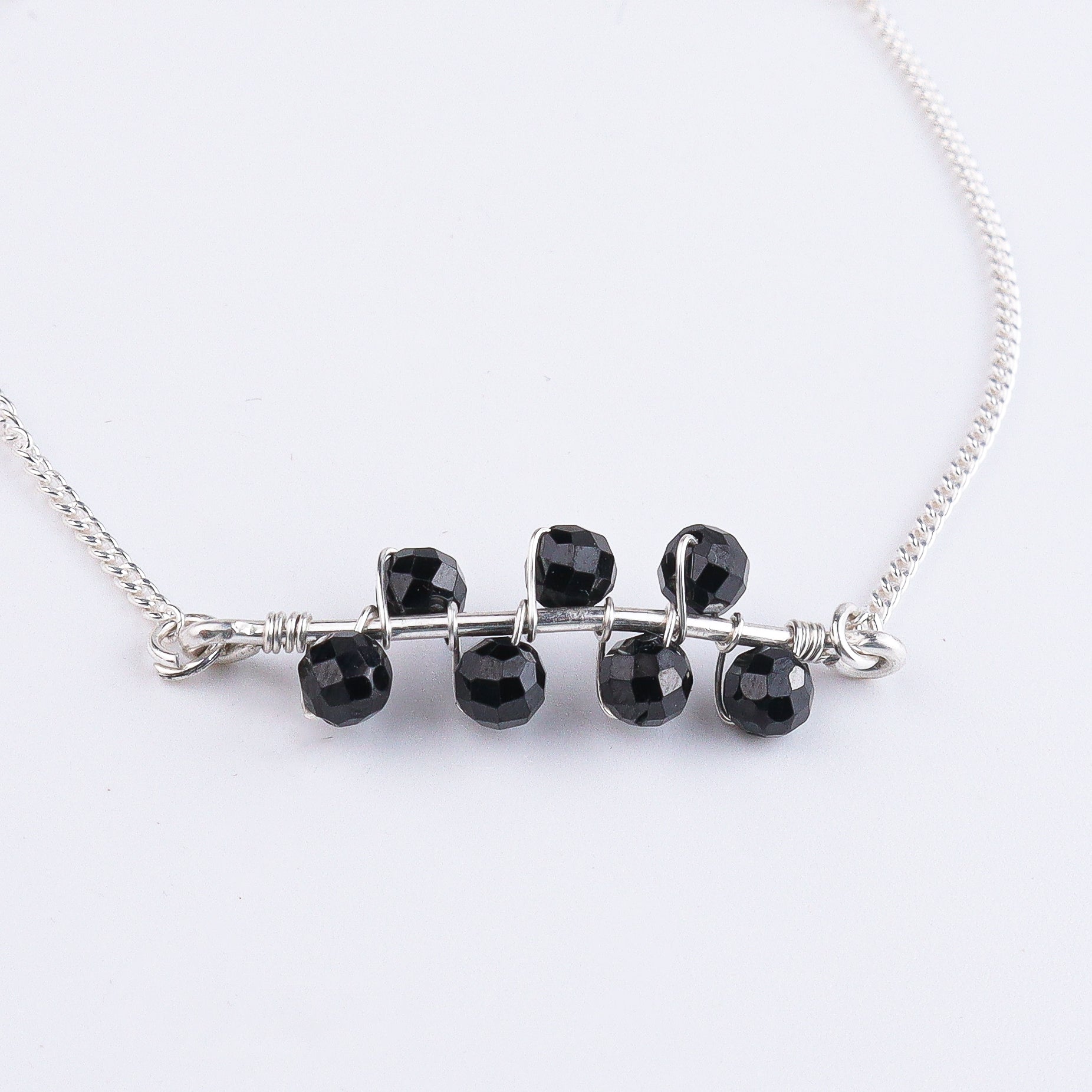 Black Spinel Silver Chain Mangalsutra Bracelet (Project Handmade)