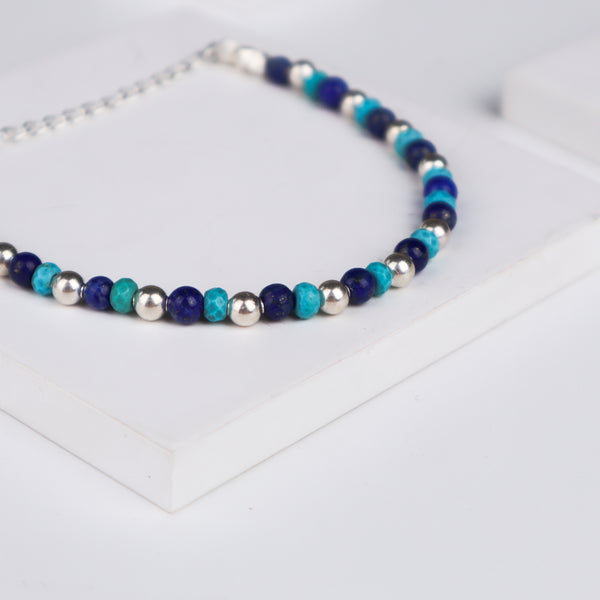 Silver Beaded Evil Eye Bracelet