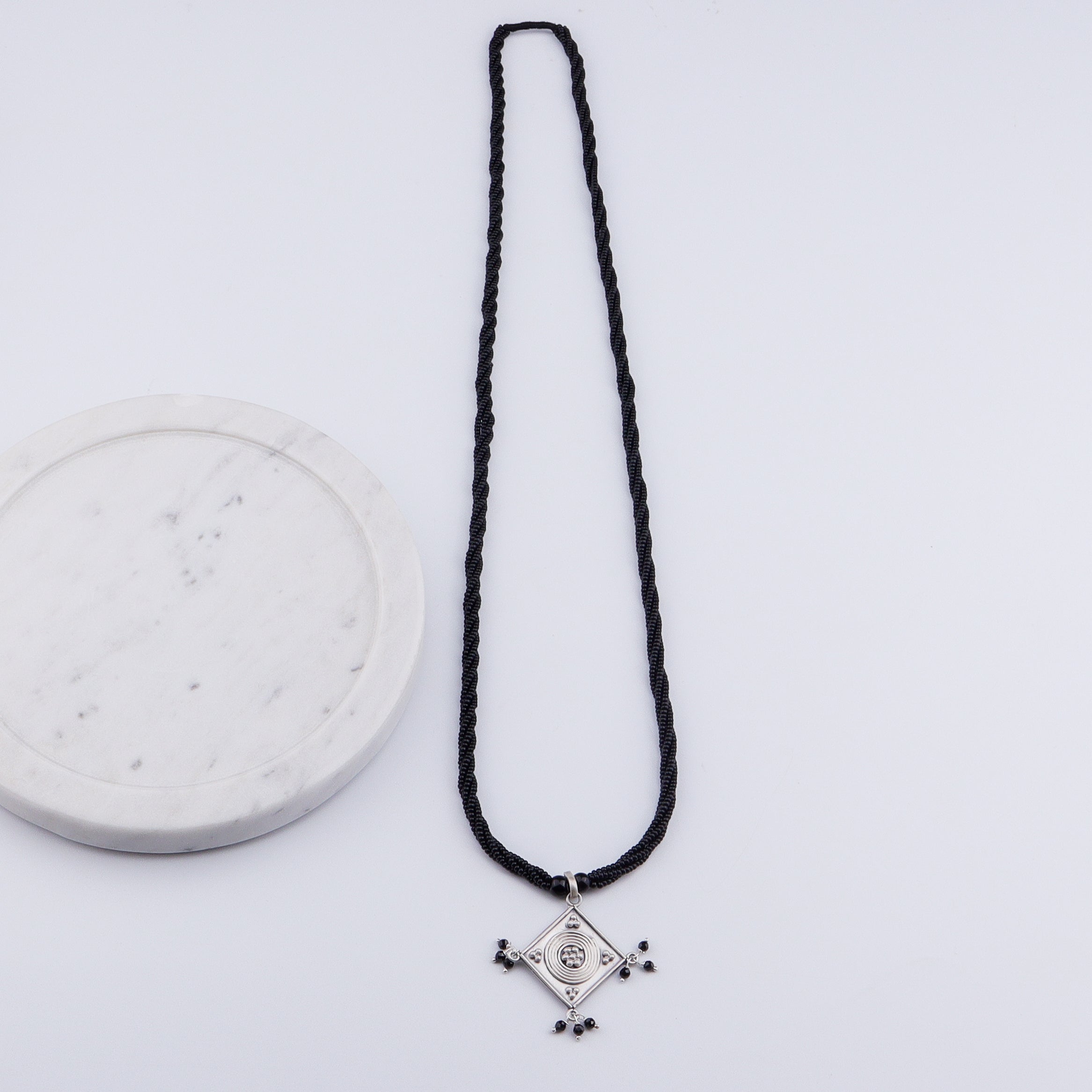 Oxidised Silver Diamond Filigree Mangalsutra