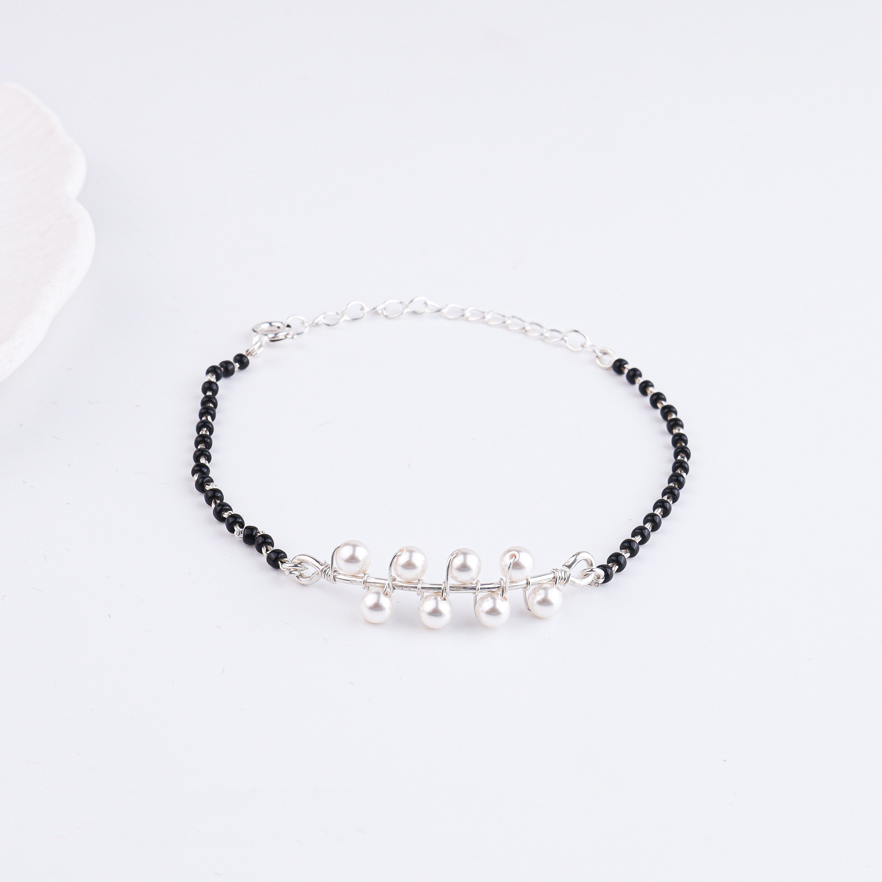 Pearl Wrapped Silver Mangalsutra Bracelet (Project Handmade)