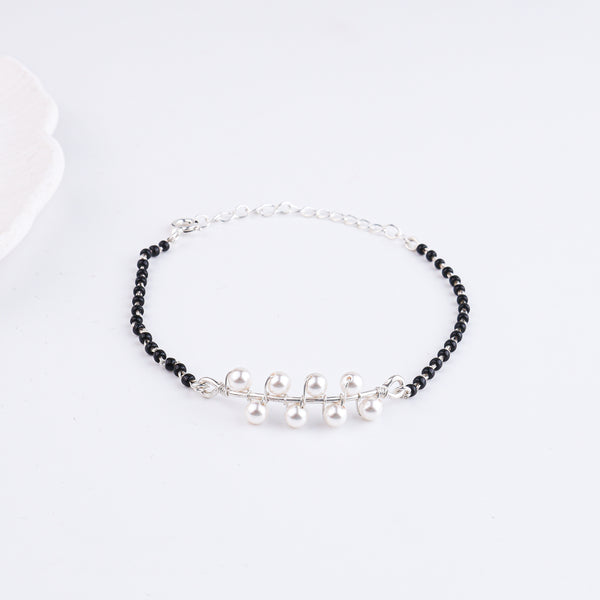 Pearl Wrapped Silver Mangalsutra Bracelet (Project Handmade)