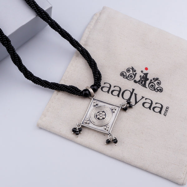 Oxidised Silver Diamond Filigree Mangalsutra