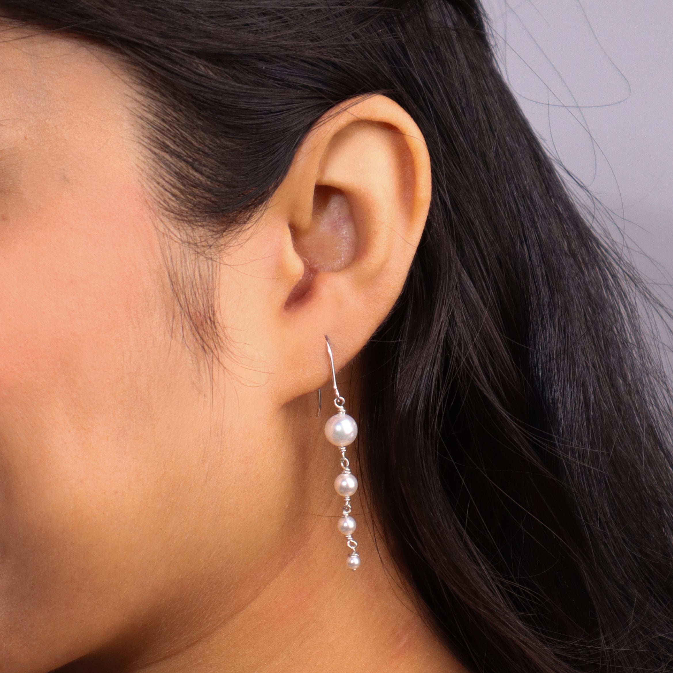 Silver Pearl Dangler Earrings