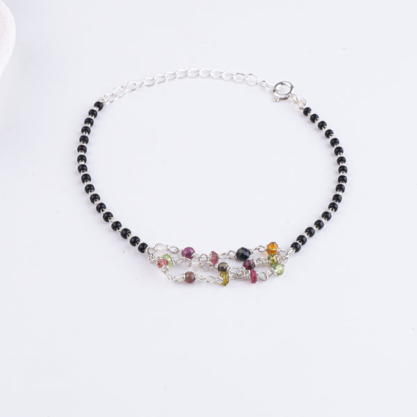 Multicolor Stone Ganthan Silver Mangalsutra Bracelet (Project Handmade)
