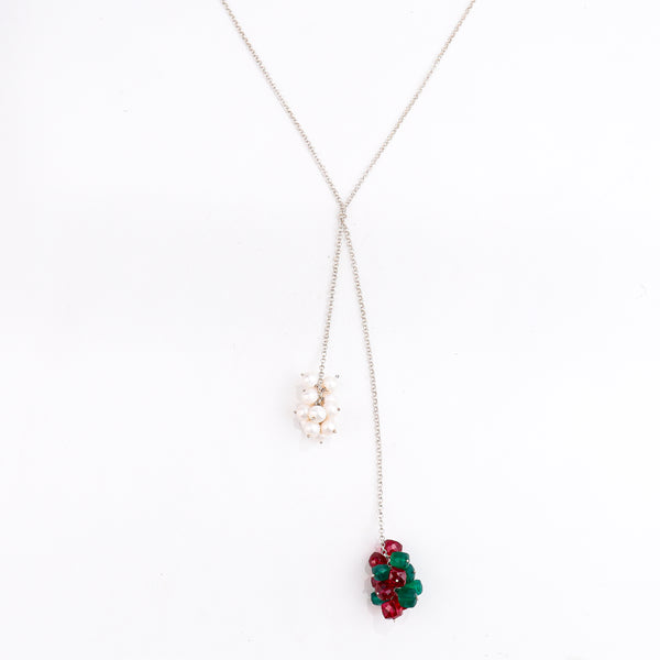 Tie and wear pearl stone necklace styled with saree and modern outfit