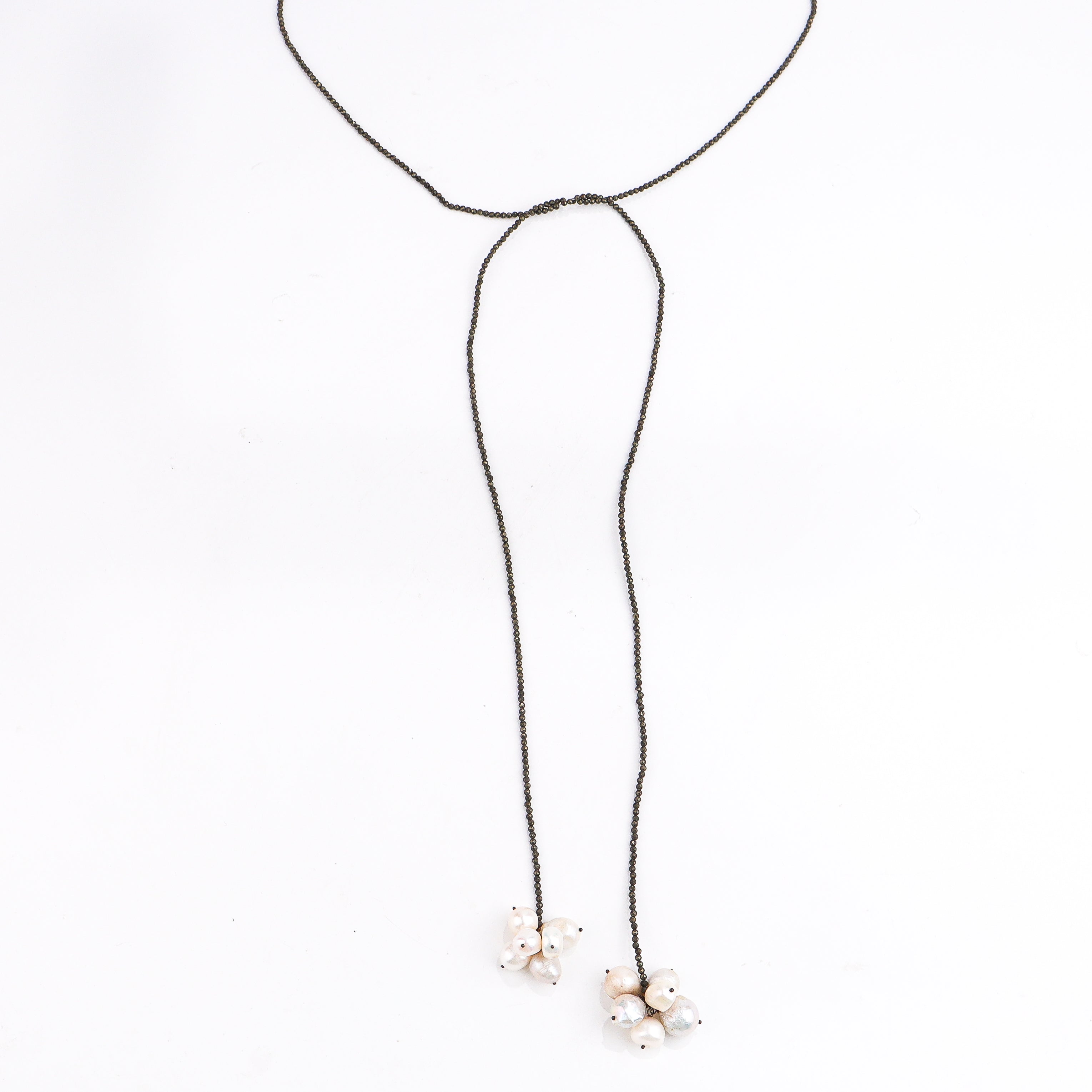 adjustable silver tie and wear pyrite necklace