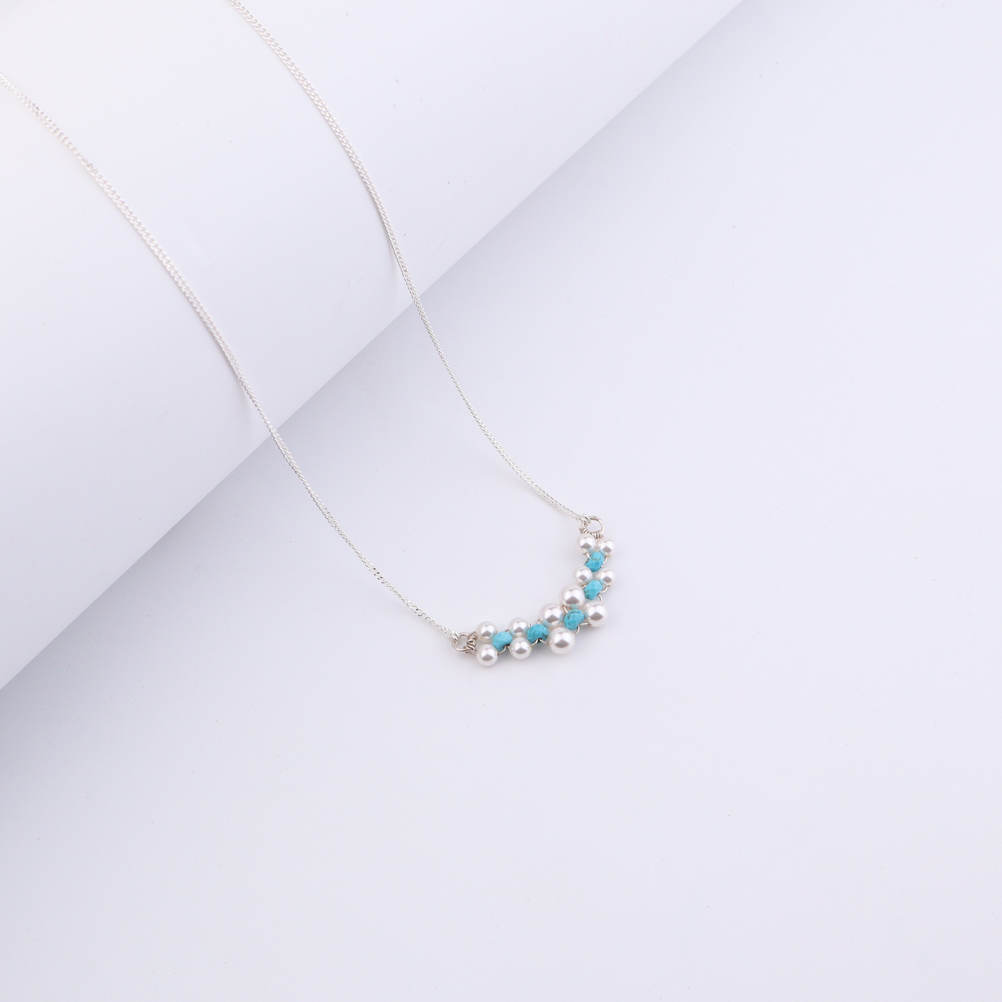Silver Turquoise and Pearl Necklace