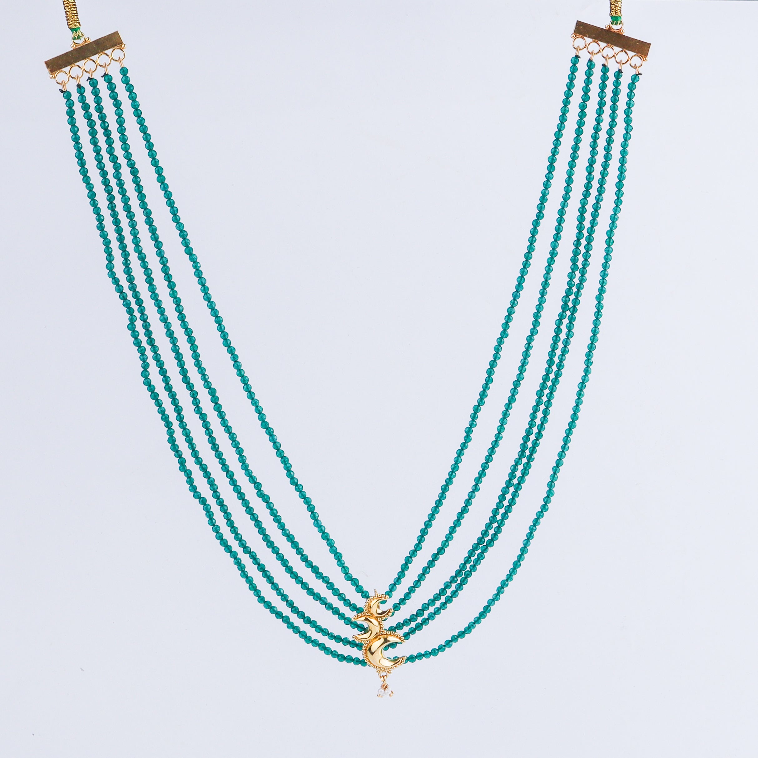 Silver Chandrakor Green Onyx Necklace