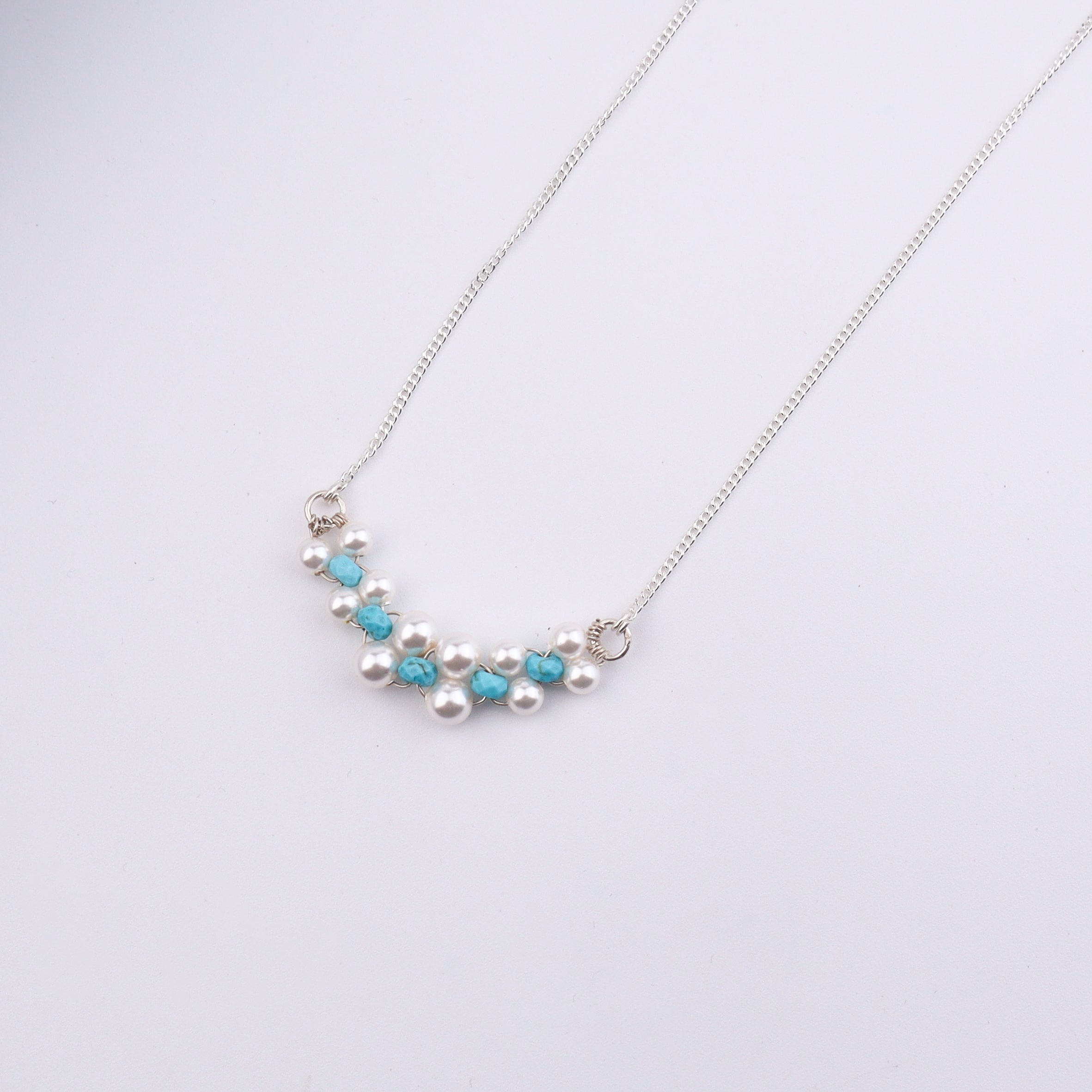 Silver Turquoise and Pearl Necklace