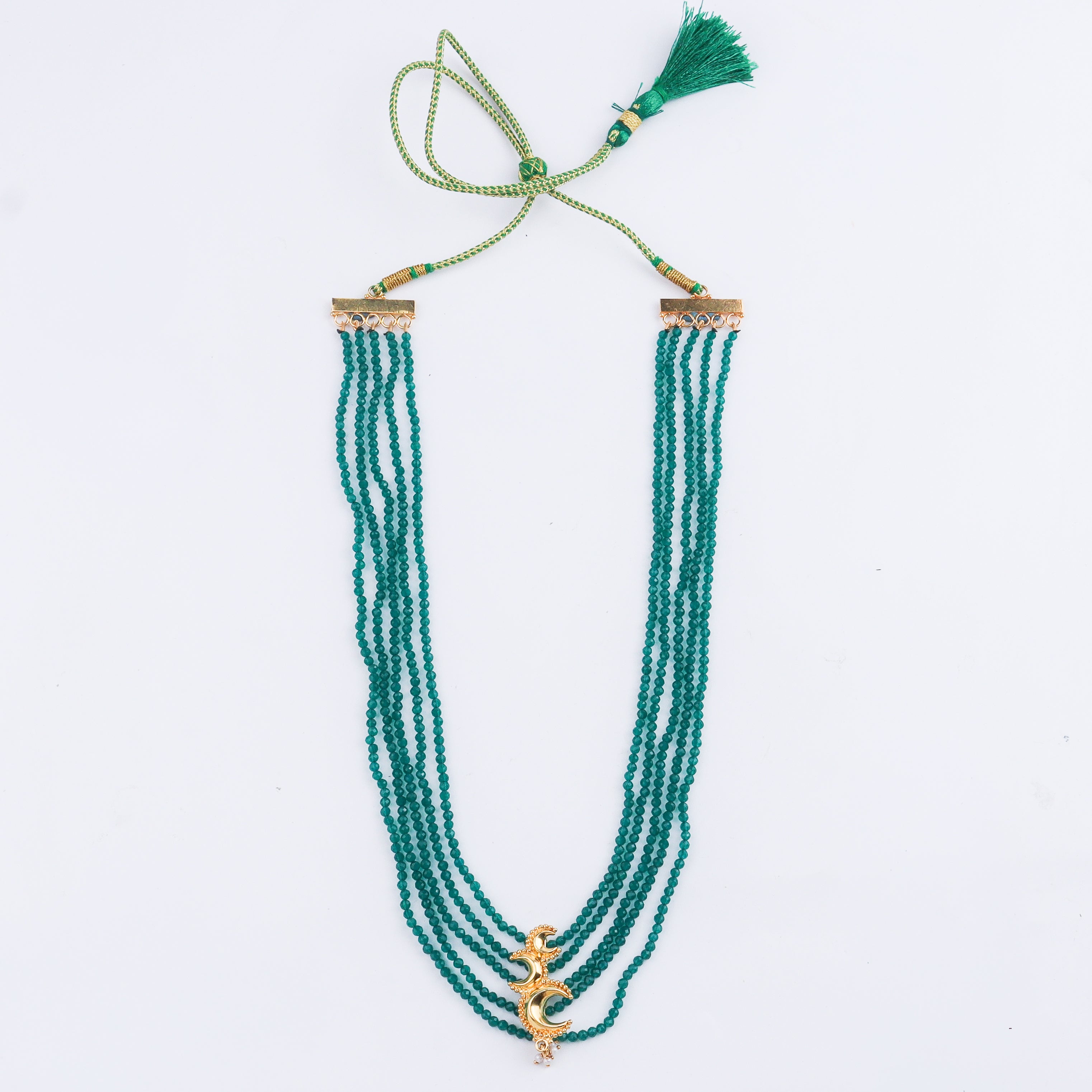 Silver Chandrakor Green Onyx Necklace
