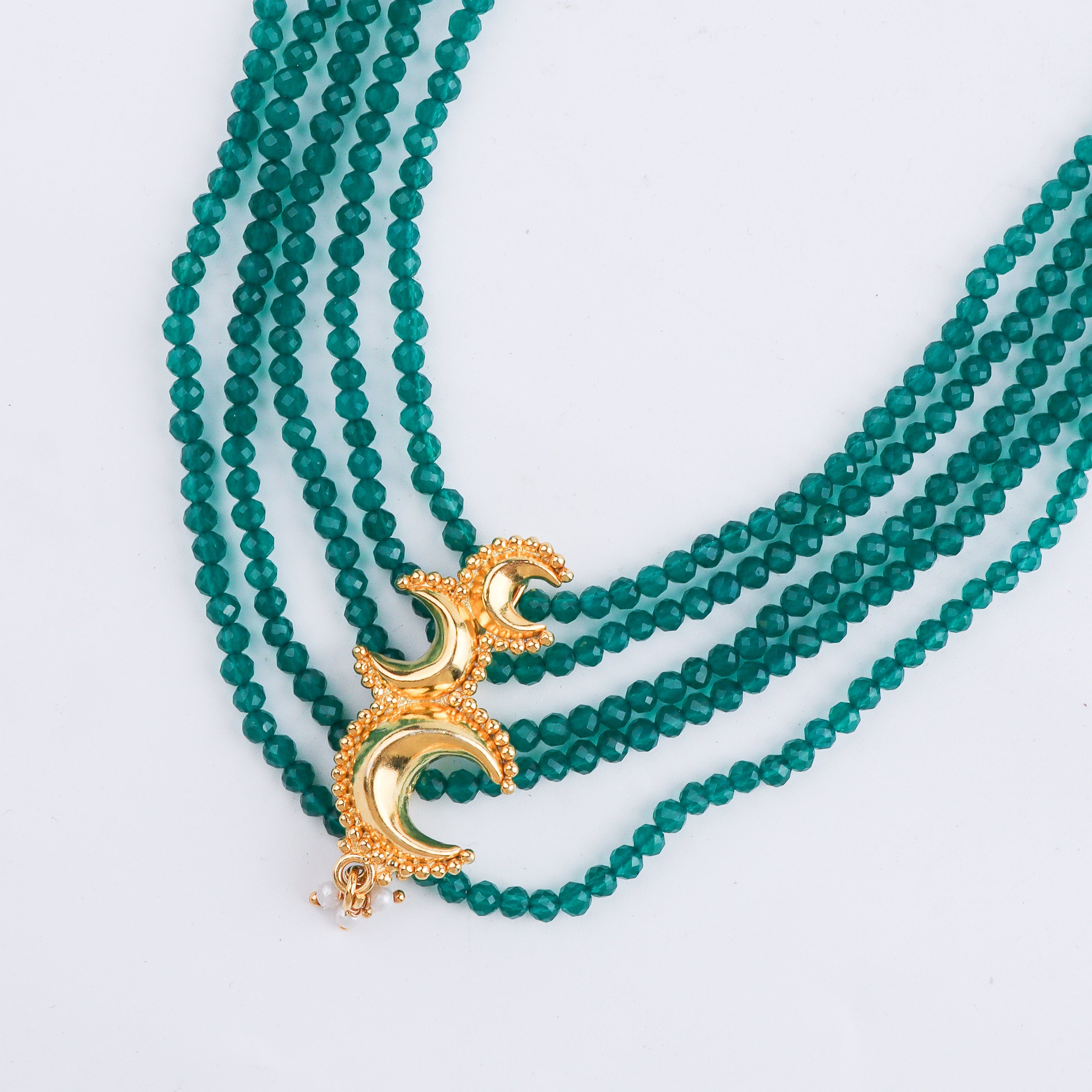 Silver Chandrakor Green Onyx Necklace