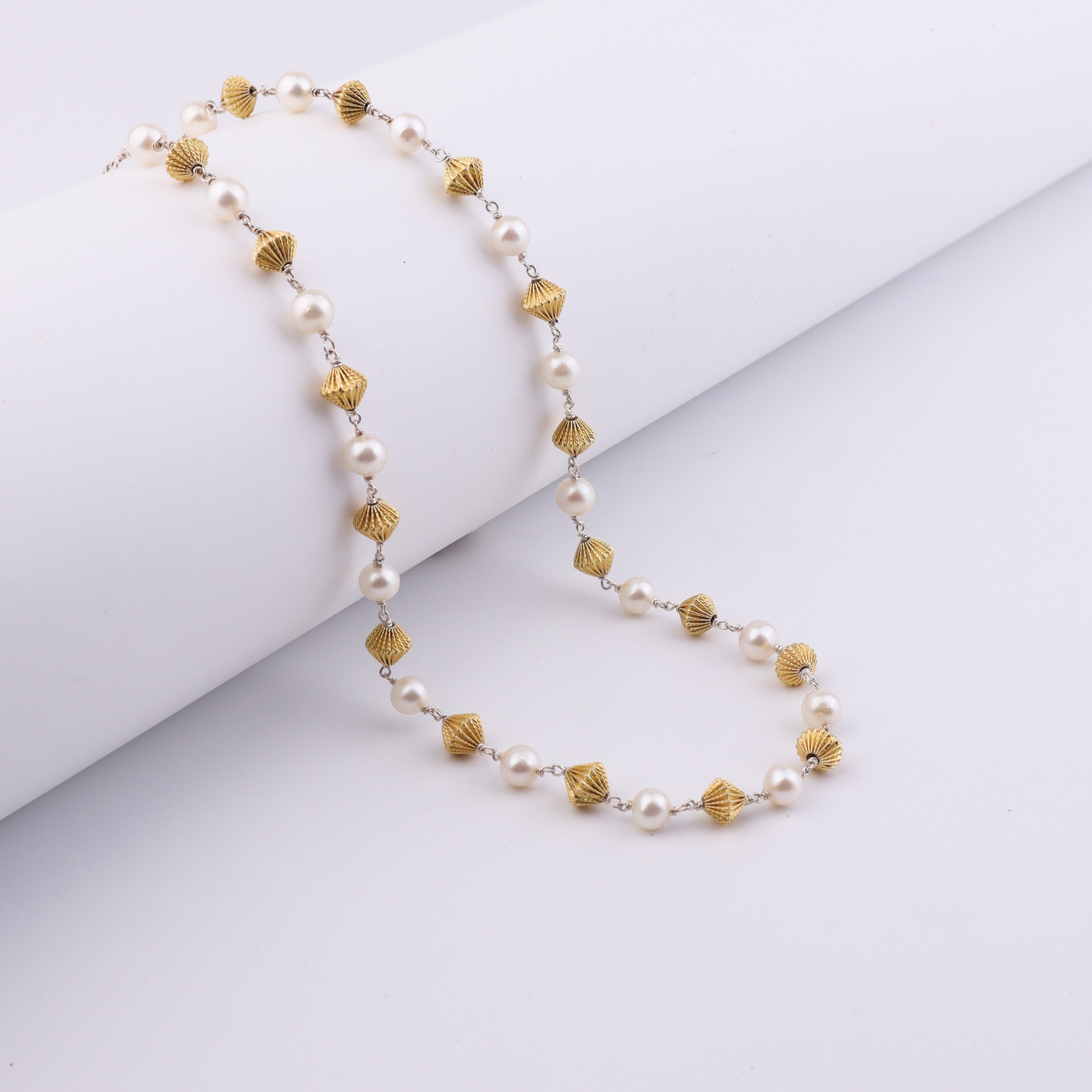 Silver Dholki Ganthan with Pearls (22 Inches)