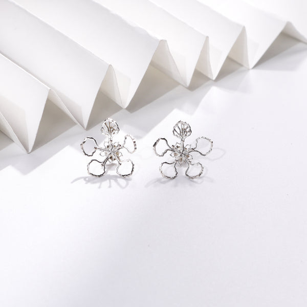 Silver flower earrings