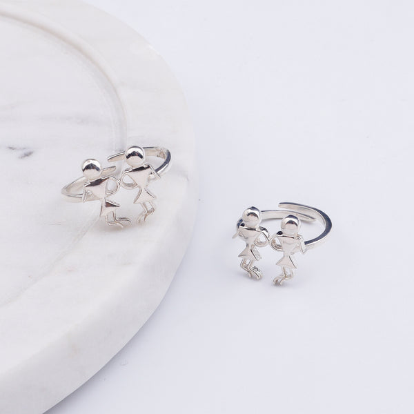 Silver Warli Art Motif Toe Ring