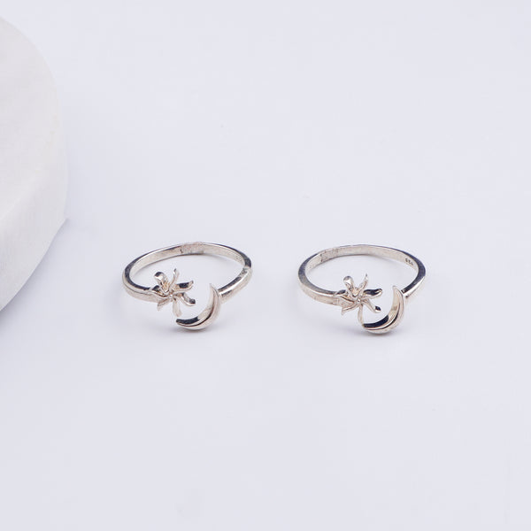 Silver Sun & Moon Motif Toe Ring
