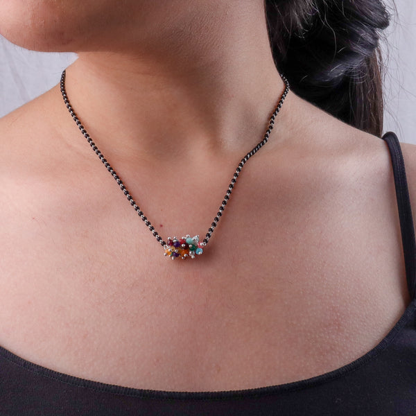 Multicolor Bunch Silver Mangalsutra (Project Handmade)